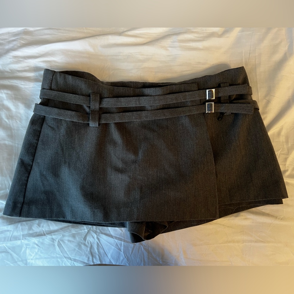 Zara Dark Gray Mini Skirt with Buckle Detail
